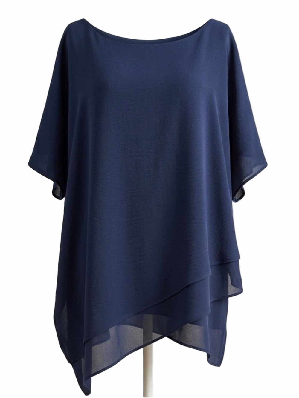 One World Blue Layered Chiffon Poncho Top Plus Size 3X Woman Lady